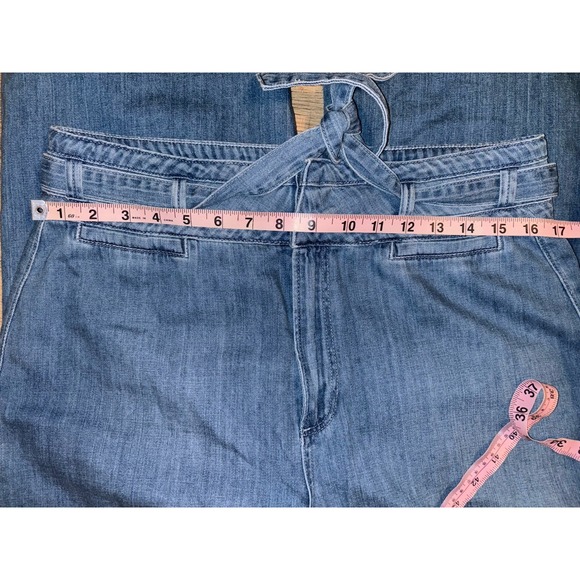 Paige Anessa Women's 31 Wide Leg Jeans High Rise Denim Crop Y2K Preppy Boho - Picture 6 of 9